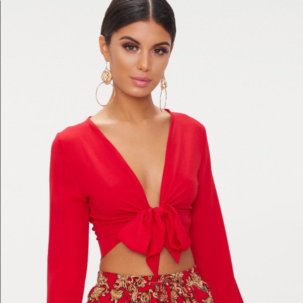 Pretty little thing brand new red tie top.